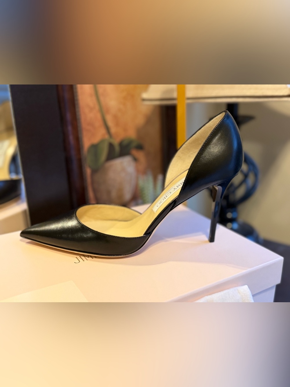 🌸Jimmy Choo Addison Black Leather D'Orsay Pointed-Toe Stiletto Heels🌸 - Picture 5 of 15